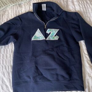 Delta Zeta quarter zip sweatshirt Lilly Pulitzer letters